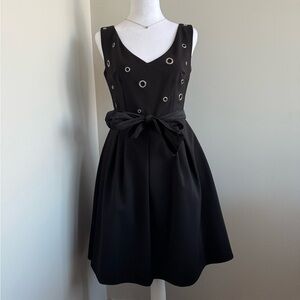 Rinascimento Black Eyelet A-Line Dress with Tie Waist